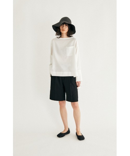 M_（エムアンダーバー）の「【M_】POCKET SHORT トップス（Tシャツ/カットソー・レディース・ブラック/オフホワイト/ベージュ・FREE）」の13枚目の写真