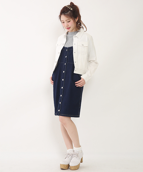 one after another NICE CLAUP（ワンアフターアナザーナイスクラップ）の「【non-no4月号掲載　ナイスクラップ】Ｇジャン（デニムジャケット・レディース・オフホワイト/ブルー/ネイビー・FREE）」の9枚目の写真