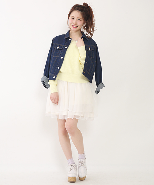 one after another NICE CLAUP（ワンアフターアナザーナイスクラップ）の「【non-no4月号掲載　ナイスクラップ】Ｇジャン（デニムジャケット・レディース・オフホワイト/ブルー/ネイビー・FREE）」の7枚目の写真