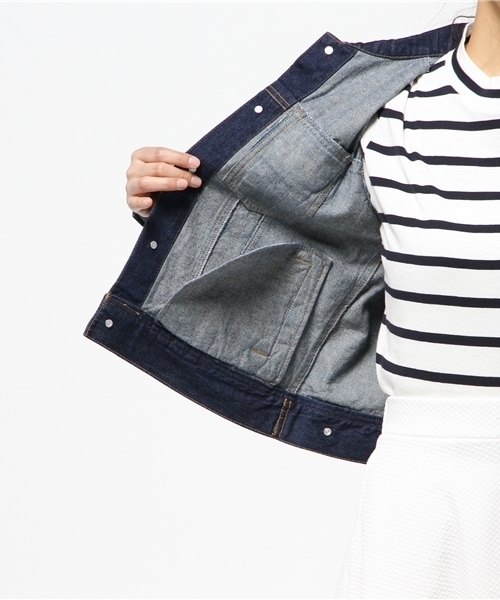 one after another NICE CLAUP（ワンアフターアナザーナイスクラップ）の「【non-no4月号掲載　ナイスクラップ】Ｇジャン（デニムジャケット・レディース・オフホワイト/ブルー/ネイビー・FREE）」の10枚目の写真