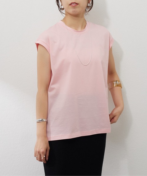 SHENERY（シーナリー）の「シルケットフレンチスリーブカットソー（Tシャツ/カットソー・レディース・ベージュ/オフホワイト/ブルー/オレンジ/グレー系その他/ピンク・FREE）」の5枚目の写真