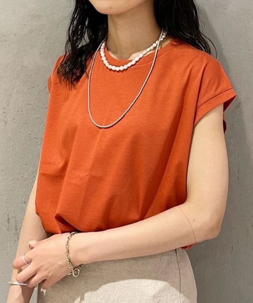 SHENERY（シーナリー）の「シルケットフレンチスリーブカットソー（Tシャツ/カットソー・レディース・ベージュ/オフホワイト/ブルー/オレンジ/グレー系その他/ピンク・FREE）」の6枚目の写真