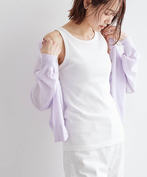 ROPE' PICNIC（ロペピクニック）の「カットテレコインナー（タンクトップ・レディース・ホワイト/ブラック/ブラック系その他・38）」の2枚目の写真