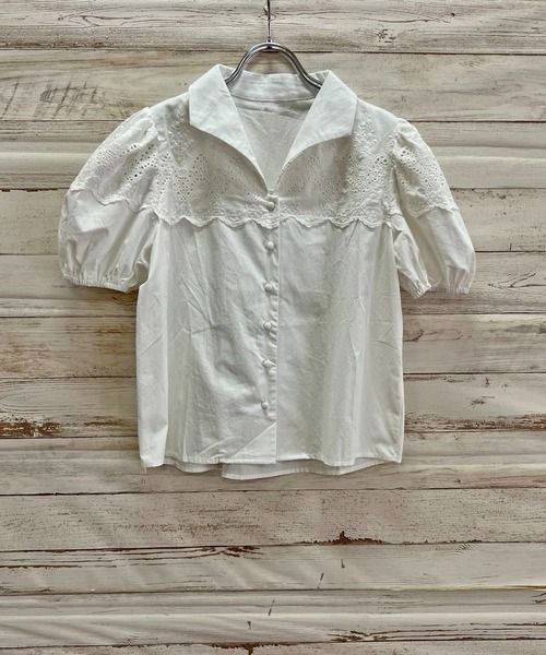 Jewelobe（ジュエローブ）の「オープンカラーレースブラウス（シャツ/ブラウス・レディース・パープル/カーキ/ホワイト・FREE）」の19枚目の写真