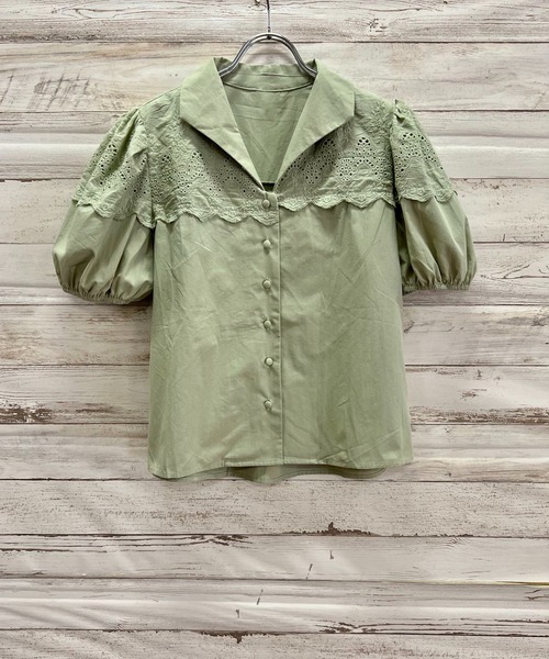 Jewelobe（ジュエローブ）の「オープンカラーレースブラウス（シャツ/ブラウス・レディース・パープル/カーキ/ホワイト・FREE）」の22枚目の写真