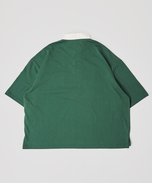 ADPOSION(アドポーション)の「ビッグシルエット 天竺ワッペン ラガーシャツ(ポロシャツ・メンズ・チャコールグレー/グリーン/マスタード・MEDIUM/LARGE)」の7枚目の写真