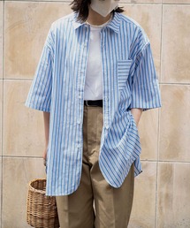 INTERPLAY | 【INTERPLAY】ストライプオーバーサイズ 半袖シャツ＜UNISEX＞(シャツ/ブラウス)