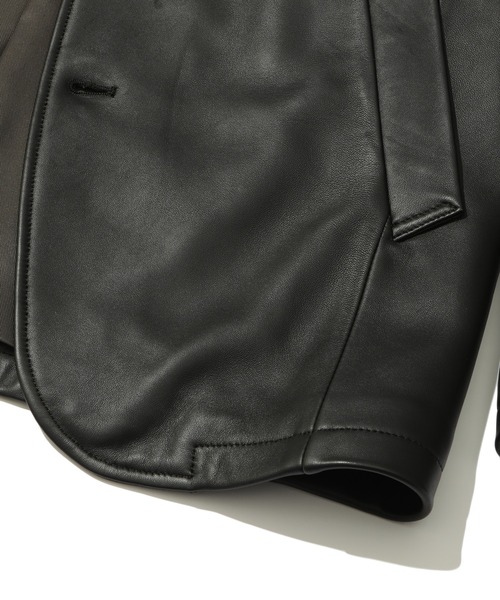 MEN'S BIGI（メンズビギ）の「ラムレザークロームタンニングレザーブルゾン（ライダースジャケット・メンズ・ブラック/ライトブラウン・01/02/03）」の14枚目の写真