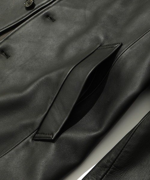 MEN'S BIGI（メンズビギ）の「ラムレザークロームタンニングレザーブルゾン（ライダースジャケット・メンズ・ブラック/ライトブラウン・01/02/03）」の15枚目の写真