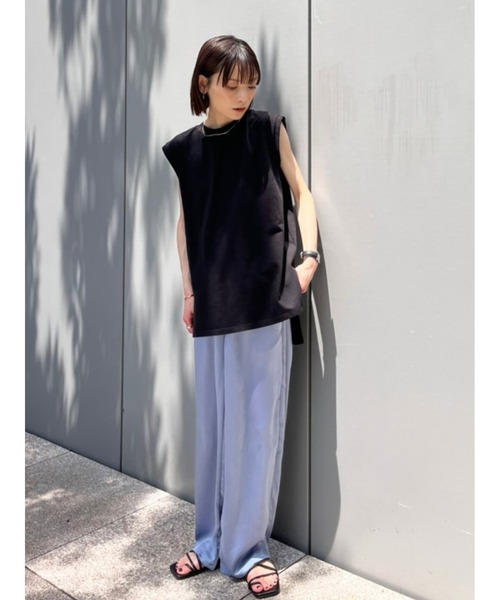 rem closet（レムクローゼット）の「楊柳ライクノースリーブプルオーバー（Tシャツ/カットソー・レディース・ライトグレー/ブラック・FREE）」の18枚目の写真