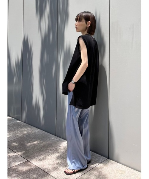 rem closet（レムクローゼット）の「楊柳ライクノースリーブプルオーバー（Tシャツ/カットソー・レディース・ライトグレー/ブラック・FREE）」の16枚目の写真