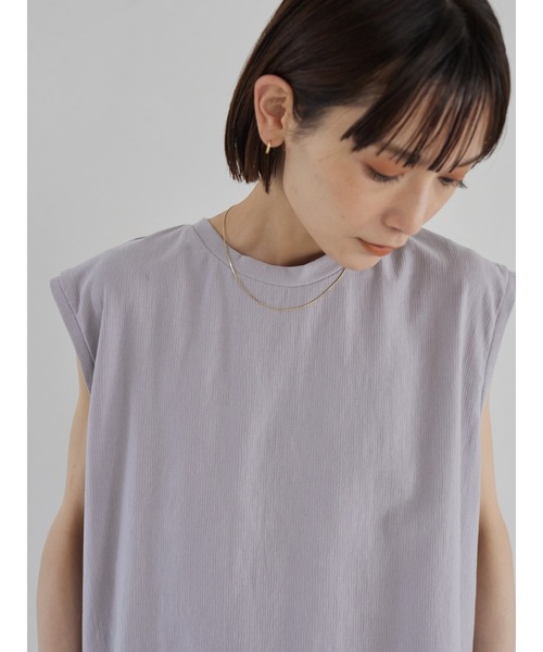 rem closet（レムクローゼット）の「楊柳ライクノースリーブプルオーバー（Tシャツ/カットソー・レディース・ライトグレー/ブラック・FREE）」の7枚目の写真