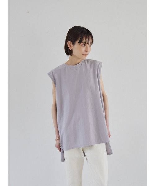 rem closet（レムクローゼット）の「楊柳ライクノースリーブプルオーバー（Tシャツ/カットソー・レディース・ライトグレー/ブラック・FREE）」の5枚目の写真