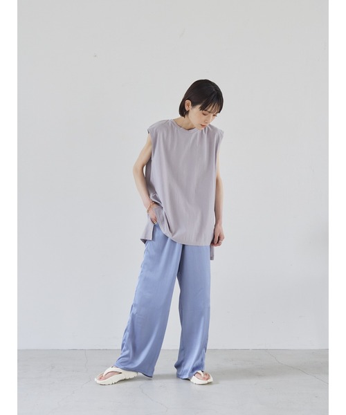 rem closet（レムクローゼット）の「楊柳ライクノースリーブプルオーバー（Tシャツ/カットソー・レディース・ライトグレー/ブラック・FREE）」の17枚目の写真