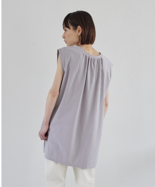 rem closet（レムクローゼット）の「楊柳ライクノースリーブプルオーバー（Tシャツ/カットソー・レディース・ライトグレー/ブラック・FREE）」の3枚目の写真