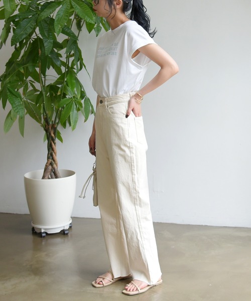 sango（sango）の「ロゴ入ショート丈プルオーバー（Tシャツ/カットソー・レディース・スミクロ/モスグリーン/オフホワイト・FREE）」の14枚目の写真