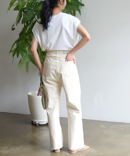 sango（sango）の「ロゴ入ショート丈プルオーバー（Tシャツ/カットソー・レディース・スミクロ/モスグリーン/オフホワイト・FREE）」の13枚目の写真