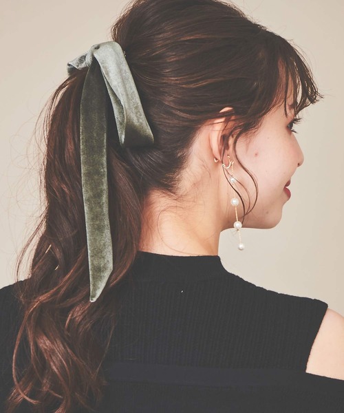 31 Sons de mode（トランテアン　ソン　ドゥ　モード）の「ベロアバレッタ（バレッタ/ヘアクリップ・レディース・ブラック/グリーン・フリー）」の6枚目の写真