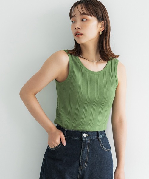 coca(coca)(コカ)の「ランダムリブ2wayタンク(タンクトップ・レディース・アイボリー/ブラック/グリーン・S/M/L)」の3枚目の写真
