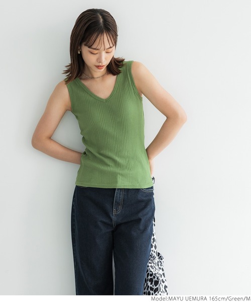 coca(coca)(コカ)の「ランダムリブ2wayタンク(タンクトップ・レディース・アイボリー/ブラック/グリーン・S/M/L)」の5枚目の写真