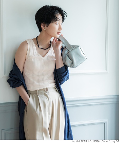 coca(coca)(コカ)の「ランダムリブ2wayタンク(タンクトップ・レディース・アイボリー/ブラック/グリーン・S/M/L)」の14枚目の写真