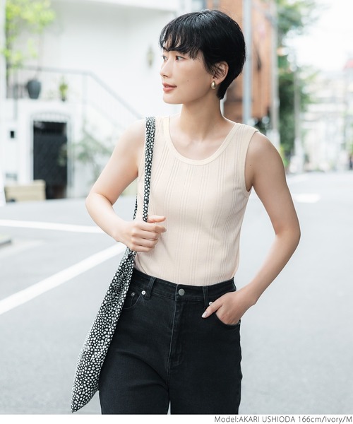 coca(coca)(コカ)の「ランダムリブ2wayタンク(タンクトップ・レディース・アイボリー/ブラック/グリーン・S/M/L)」の17枚目の写真