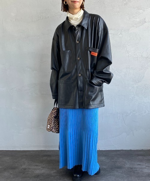 UNIVERSAL OVERALL（ユニバーサルオーバーオール）の「[UNIVERSAL OVERALL/ユニバーサルオーバーオール] 別注 カバーオールジャケット（カバーオール・レディース・ブラック/レオパード/ワンウォッシュ・M/L）」の2枚目の写真