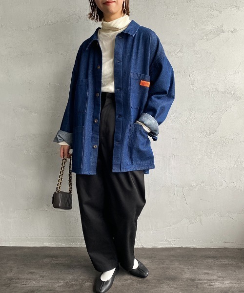 UNIVERSAL OVERALL（ユニバーサルオーバーオール）の「[UNIVERSAL OVERALL/ユニバーサルオーバーオール] 別注 カバーオールジャケット（カバーオール・レディース・ブラック/レオパード/ワンウォッシュ・M/L）」の17枚目の写真