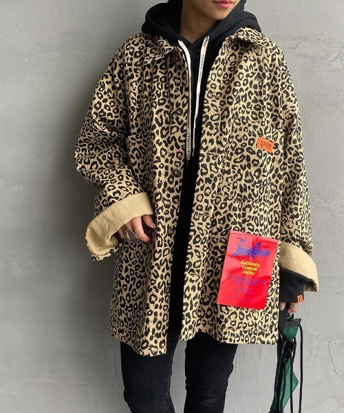 UNIVERSAL OVERALL（ユニバーサルオーバーオール）の「[UNIVERSAL OVERALL/ユニバーサルオーバーオール] 別注 カバーオールジャケット（カバーオール・レディース・ブラック/レオパード/ワンウォッシュ・M/L）」の19枚目の写真