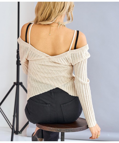 LATINA（ラティーナ）の「肩開きワイドリブカシュクールトップスカットソー（ニット/セーター・レディース・ホワイト/ブラック/ライトベージュ・FREE）」の14枚目の写真