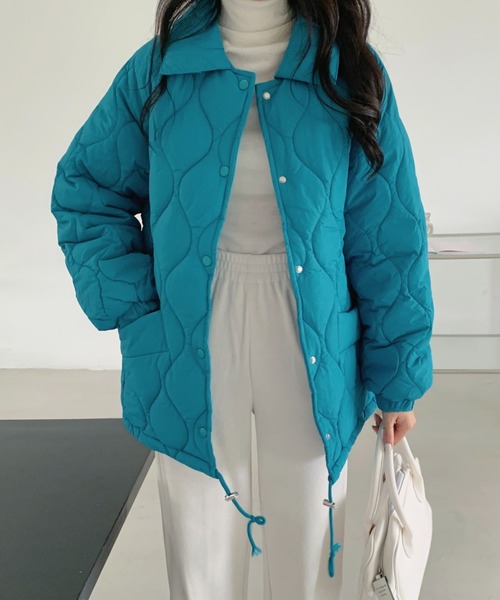 ECLIN（エクラン）の「襟付きキルティングボリュームブルゾン（ブルゾン・レディース・アイボリー/ブラック/グリーン/イエロー/ローズ・FREE）」の7枚目の写真