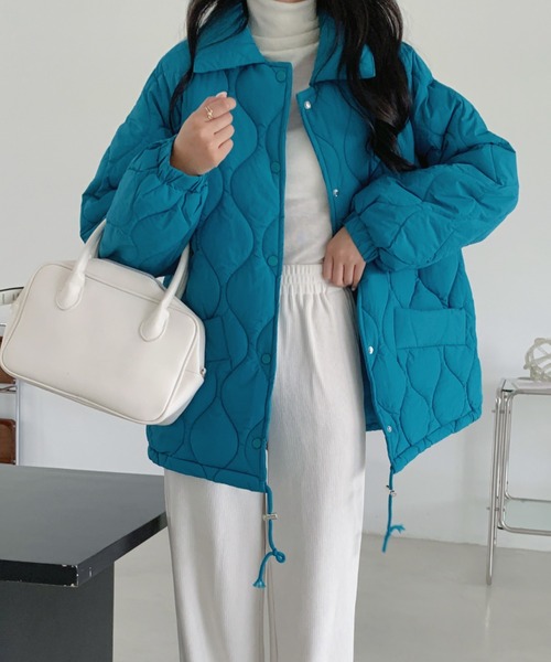 ECLIN（エクラン）の「襟付きキルティングボリュームブルゾン（ブルゾン・レディース・アイボリー/ブラック/グリーン/イエロー/ローズ・FREE）」の10枚目の写真