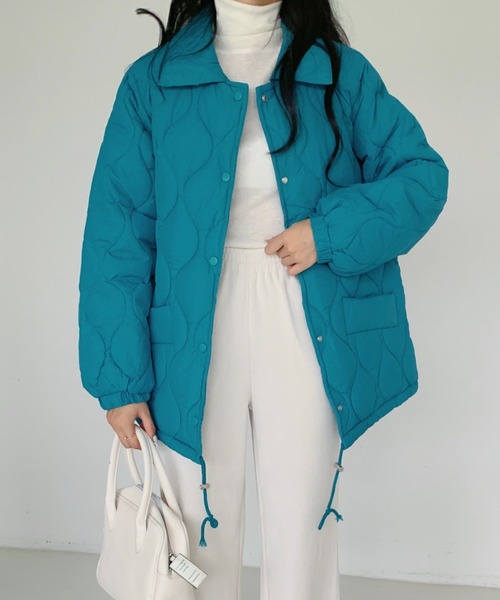 ECLIN（エクラン）の「襟付きキルティングボリュームブルゾン（ブルゾン・レディース・アイボリー/ブラック/グリーン/イエロー/ローズ・FREE）」の11枚目の写真