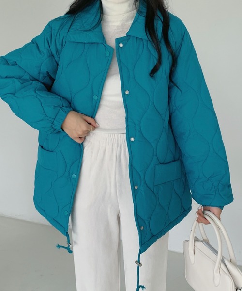 ECLIN（エクラン）の「襟付きキルティングボリュームブルゾン（ブルゾン・レディース・アイボリー/ブラック/グリーン/イエロー/ローズ・FREE）」の13枚目の写真