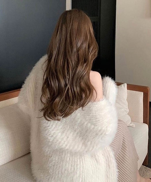 Dalfwin(ダールフィン)の「2022 AW 秋冬 韓国ファッション ニット レディース シャギーニットカーディガン レディース ピンク(カーディガン/ボレロ・レディース・チャコールグレー/パープル/ピンク/アイボリー・FREE)」の8枚目の写真