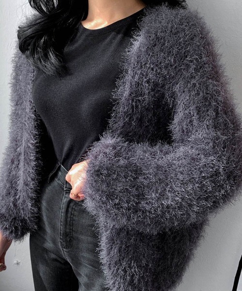 Dalfwin(ダールフィン)の「2022 AW 秋冬 韓国ファッション ニット レディース シャギーニットカーディガン レディース ピンク(カーディガン/ボレロ・レディース・チャコールグレー/パープル/ピンク/アイボリー・FREE)」の14枚目の写真