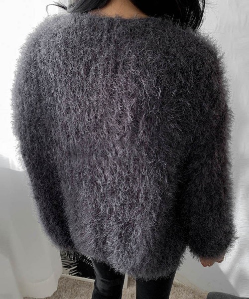 Dalfwin(ダールフィン)の「2022 AW 秋冬 韓国ファッション ニット レディース シャギーニットカーディガン レディース ピンク(カーディガン/ボレロ・レディース・チャコールグレー/パープル/ピンク/アイボリー・FREE)」の15枚目の写真