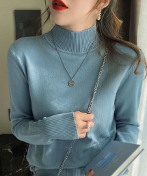 Pittok（ピットク）の「ハイネックシンプル春ニットトップス（ニット/セーター）」