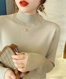 Pittok（ピットク）の「ハイネックシンプル春ニットトップス（ニット/セーター）」