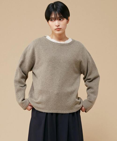 Lourmarin(ルールマラン)の「【ふんわり暖かいカシミヤ混ホールガーメントボートネックプルオーバー】(ニット/セーター・レディース・サンドベージュ/ピンク/サックスブルー/モカ・FREE)」の2枚目の写真