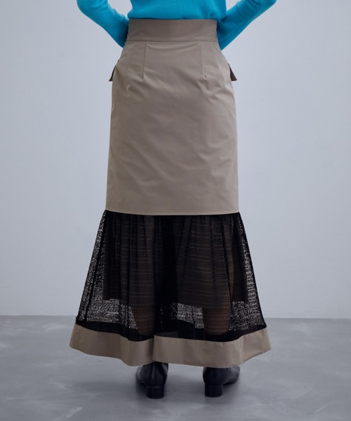 ADAM ET ROPE'(アダムエロペ)の「ラッセルレースコンビスカート(スカート・レディース・ブラック/ベージュ系その他・38/36)」の10枚目の写真