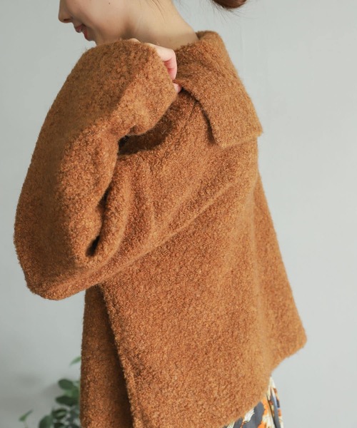 URBAN RESEARCH DOORS（アーバンリサーチドアーズ）の「ブークレセーラーカラーKNIT（ニット/セーター・レディース・グレー/キャメル・MEDIUM）」の21枚目の写真