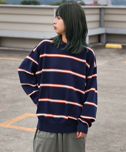 ZIP FIVE（ジップファイブ）の「【ZIP FIVE】ジャガードボーダーニットセーター（ニット/セーター・メンズ・ブラック/ネイビー/グリーン/アイボリー・X-LARGE/LARGE/MEDIUM）」の4枚目の写真