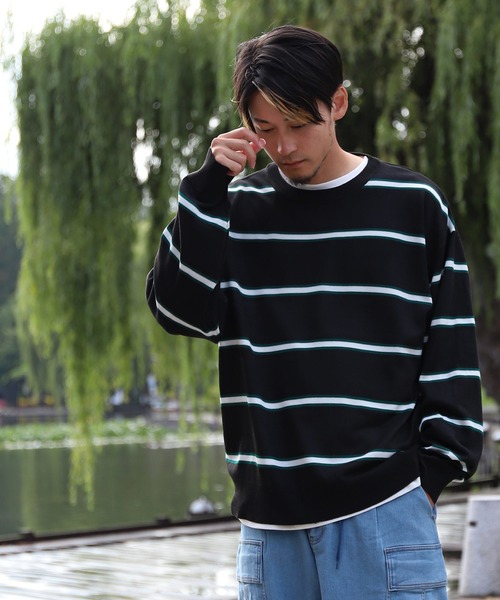 ZIP FIVE（ジップファイブ）の「【ZIP FIVE】ジャガードボーダーニットセーター（ニット/セーター・メンズ・ブラック/ネイビー/グリーン/アイボリー・X-LARGE/LARGE/MEDIUM）」の10枚目の写真