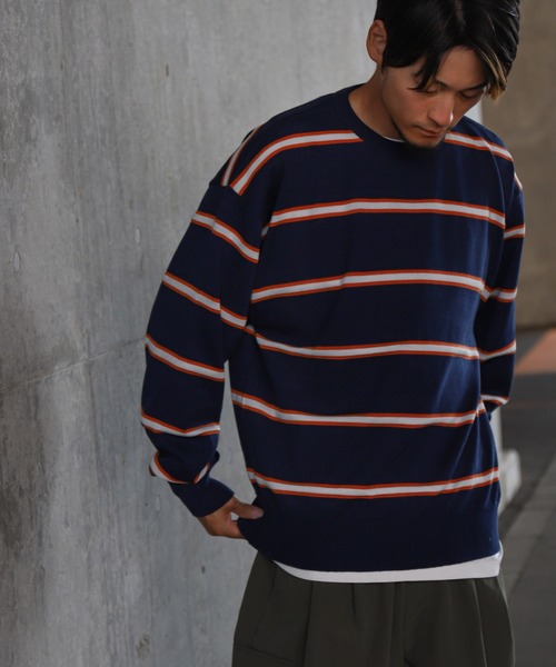 ZIP FIVE（ジップファイブ）の「【ZIP FIVE】ジャガードボーダーニットセーター（ニット/セーター・メンズ・ブラック/ネイビー/グリーン/アイボリー・X-LARGE/LARGE/MEDIUM）」の17枚目の写真