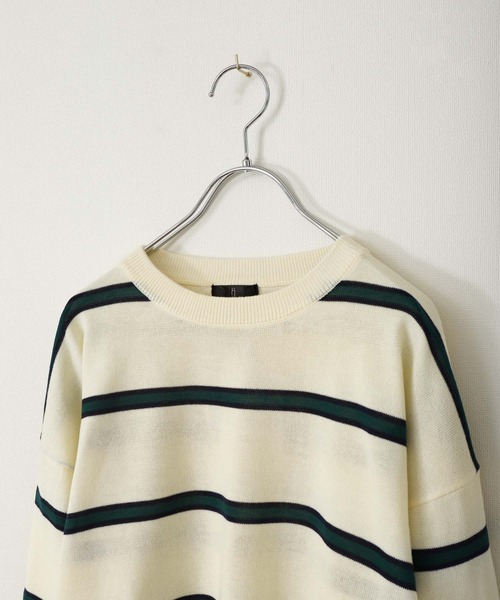 ZIP FIVE（ジップファイブ）の「【ZIP FIVE】ジャガードボーダーニットセーター（ニット/セーター・メンズ・ブラック/ネイビー/グリーン/アイボリー・X-LARGE/LARGE/MEDIUM）」の20枚目の写真