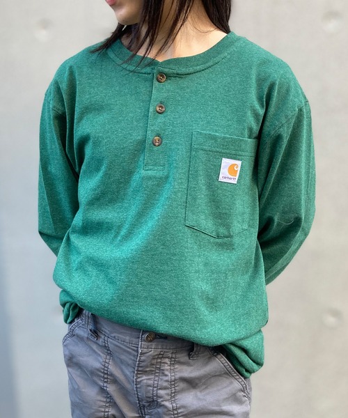 Carhartt(カーハート)の「【carhartt】カーハート Loose Fit Heavyweight Long-Sleeve Pocket Henley T ヘンリーネック ロングスリーブ ロンT K128(Tシャツ/カットソー・メンズ・ブラック/ネイビー/ダークグレー/グリーン/ヘザーグレー・S/M/L/XL)」の14枚目の写真