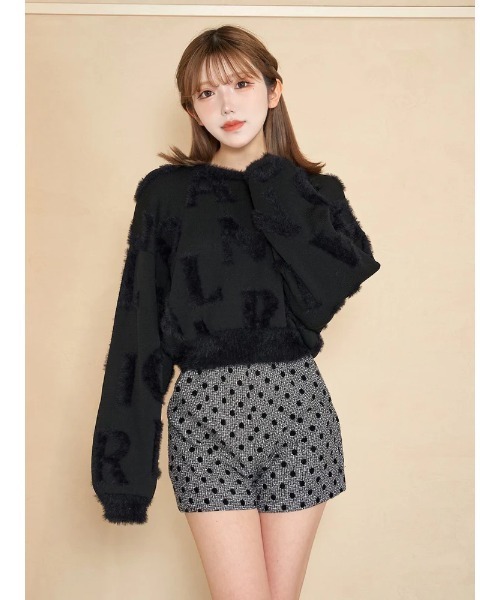 ダーリッチ　プードル柄 ブラックニットセーター フリーサイズ ダーリッチ プードル柄 ブラックニットセーター フリーサイズ Darich