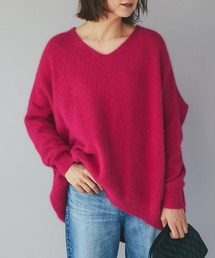 小山田早織さんスタイリング/ヘアリーヤーン片畦ワイドコクーンニット