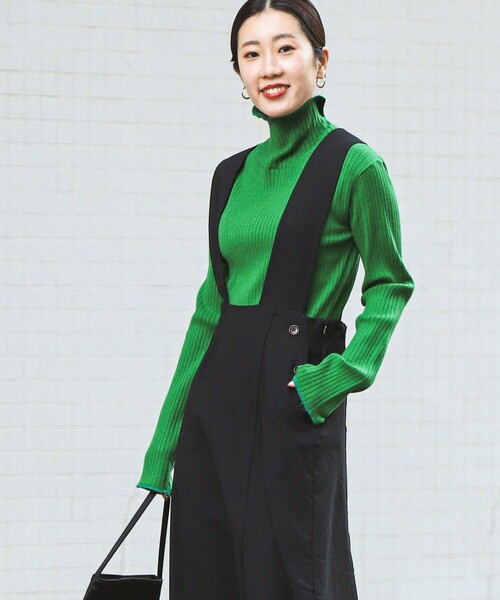 coen（コーエン）の「裏起毛サロペットスカート（ジャンパースカート・レディース・ライトグレー/ブラック・M/L）」の6枚目の写真